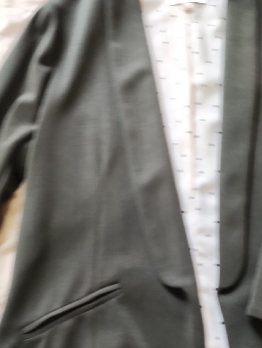 Skies Are Blue Olive Green Open-Front Blazer with Polka Dot Lining - Picture 5 of 7